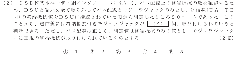 令和４年度 第１回 総合通信 技術及び理論 第8問(2)の試験問題原本画像