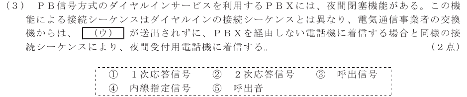 令和４年度 第２回 総合通信 技術及び理論 第1問(3)の試験問題原本画像