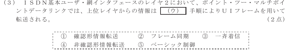 令和４年度 第２回 総合通信 技術及び理論 第3問(3)の試験問題原本画像