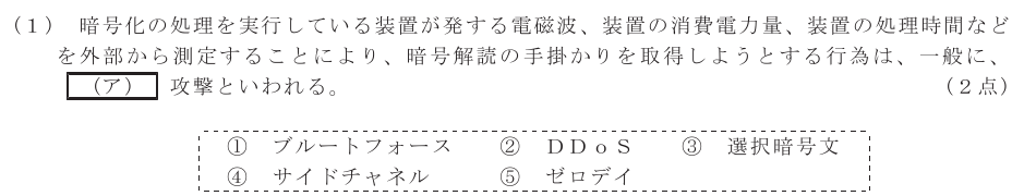 令和４年度 第２回 総合通信 技術及び理論 第6問(1)の試験問題原本画像