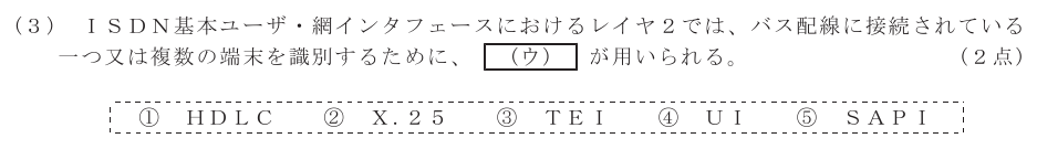令和５年度 第２回 総合通信 技術及び理論 第3問(3)の試験問題原本画像