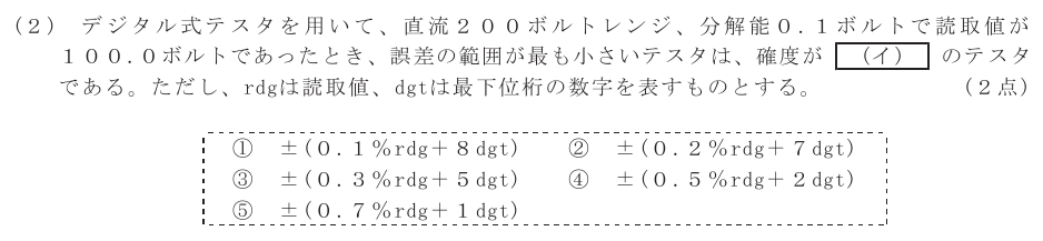 令和５年度 第２回 総合通信 技術及び理論 第7問(2)の試験問題原本画像