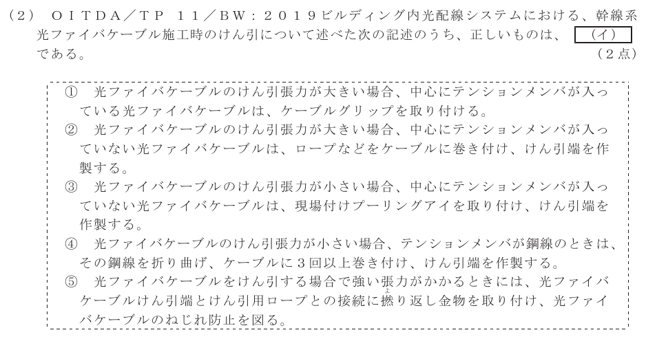 令和５年度 第２回 総合通信 技術及び理論 第9問(2)の試験問題原本画像