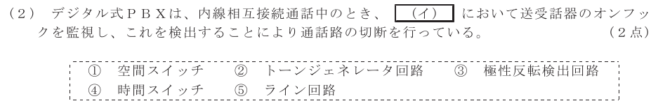 令和６年度 第１回 総合通信 技術及び理論 第1問(2)の試験問題原本画像