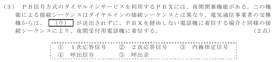 令和６年度 第１回 総合通信 技術及び理論 第1問(3)の試験問題原本画像