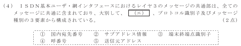 令和６年度 第１回 総合通信 技術及び理論 第3問(4)の試験問題原本画像