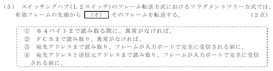 令和６年度 第１回 総合通信 技術及び理論 第5問(5)の試験問題原本画像