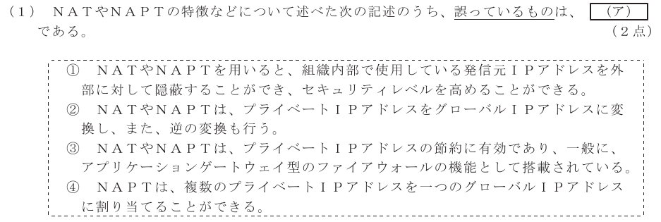 令和６年度 第１回 総合通信 技術及び理論 第6問(1)の試験問題原本画像