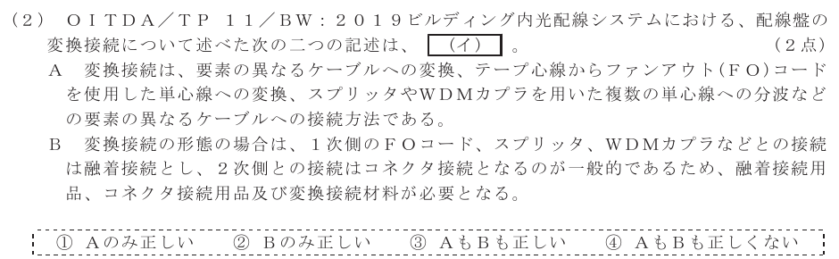 令和６年度 第１回 総合通信 技術及び理論 第9問(2)の試験問題原本画像