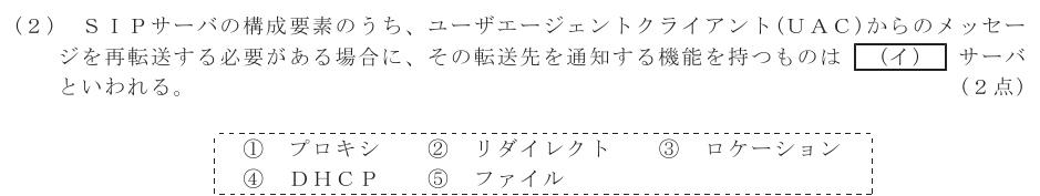 令和６年度 第２回 総合通信 技術及び理論 第2問(2)の試験問題原本画像