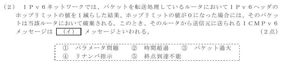 令和６年度 第２回 総合通信 技術及び理論 第4問(2)の試験問題原本画像