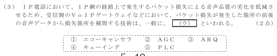 令和６年度 第２回 総合通信 技術及び理論 第4問(3)の試験問題原本画像