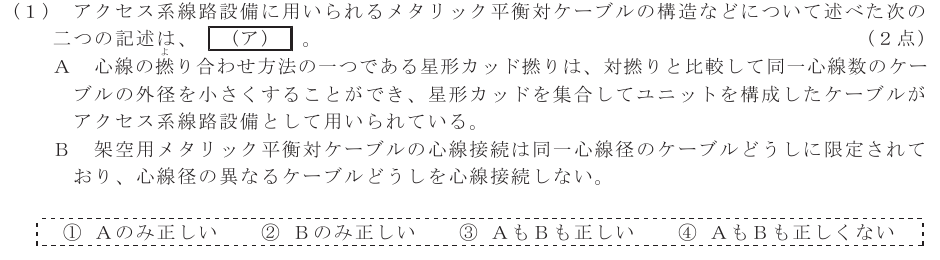 令和６年度 第２回 総合通信 技術及び理論 第7問(1)の試験問題原本画像