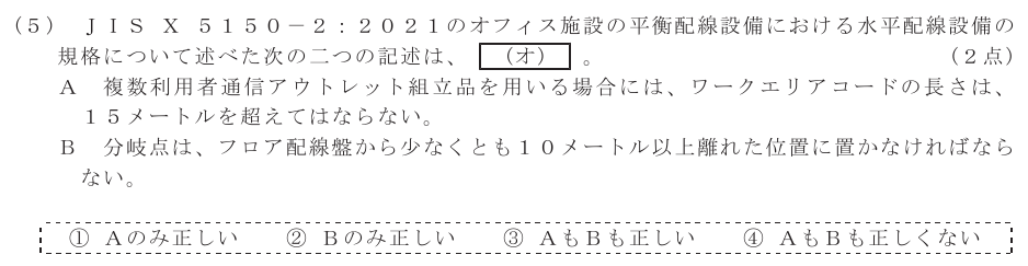 令和６年度 第２回 総合通信 技術及び理論 第8問(5)の試験問題原本画像