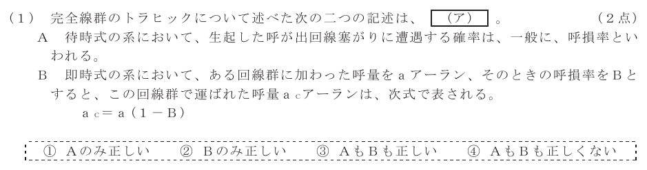 令和７年度 第１回 総合通信 技術及び理論 第5問(1)の試験問題原本画像