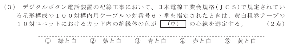 令和７年度 第１回 総合通信 技術及び理論 第7問(3)の試験問題原本画像