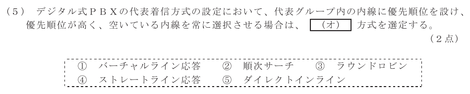 令和７年度 第１回 総合通信 技術及び理論 第7問(5)の試験問題原本画像