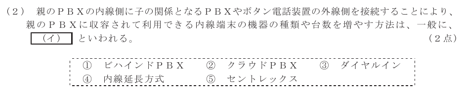 令和７年度 第２回 総合通信 技術及び理論 第1問(2)の試験問題原本画像