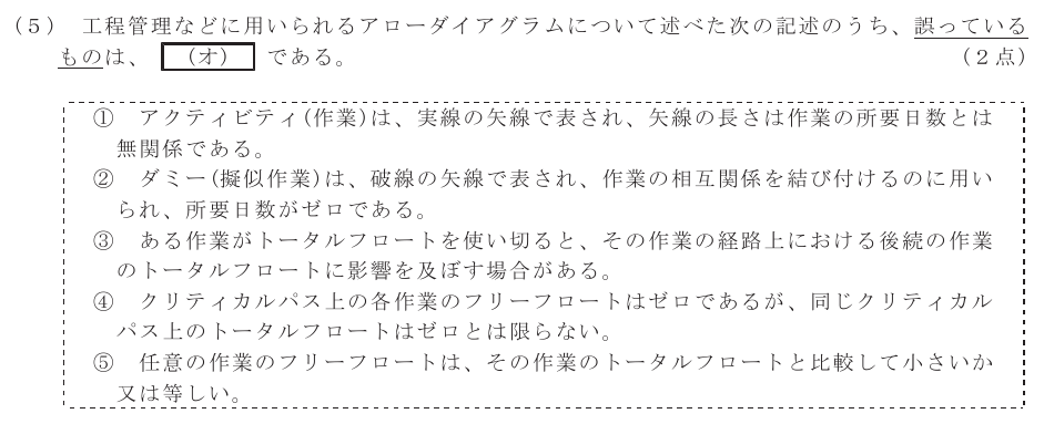 令和７年度 第２回 総合通信 技術及び理論 第10問(5)の試験問題原本画像