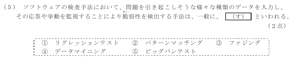 令和７年度 第２回 総合通信 技術及び理論 第6問(5)の試験問題原本画像