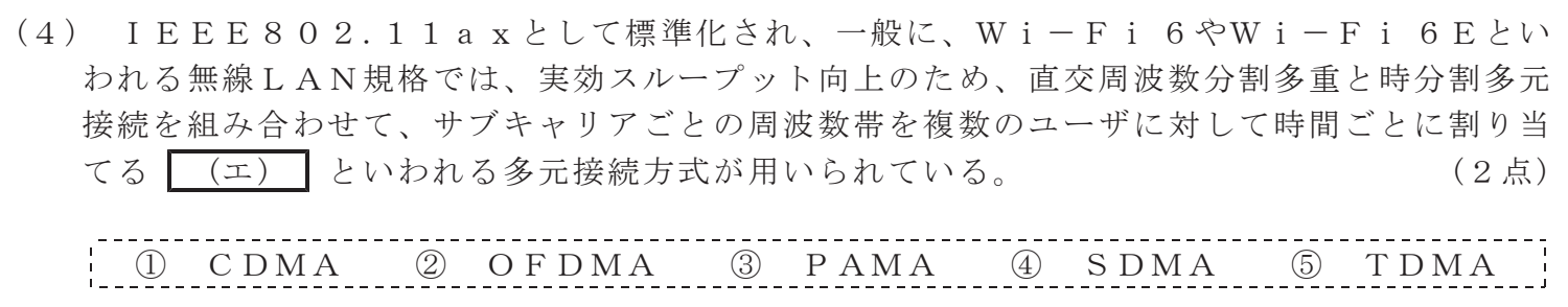令和８年度 第１回 総合通信 技術及び理論 第2問(4)の試験問題原本画像