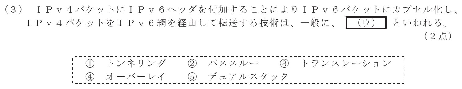 令和８年度 第１回 総合通信 技術及び理論 第4問(3)の試験問題原本画像