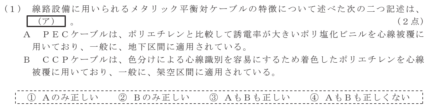 令和８年度 第１回 総合通信 技術及び理論 第7問(1)の試験問題原本画像