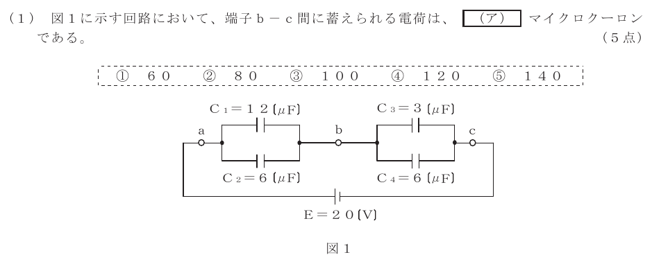 令和３年度 第１回 総合通信 基礎 第1問(1)の試験問題原本画像