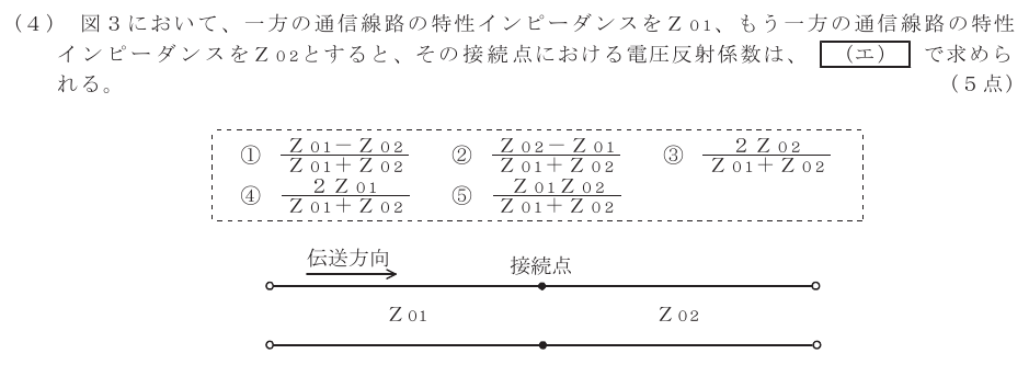 令和３年度 第１回 総合通信 基礎 第4問(4)の試験問題原本画像