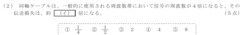 令和３年度 第２回 総合通信 第4問(2)の試験問題原本画像