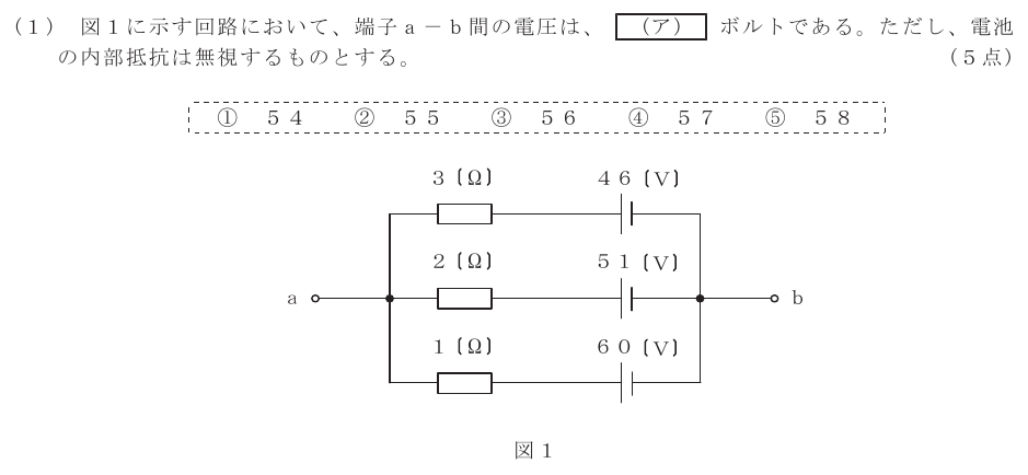 令和４年度 第２回 総合通信 第1問(1)の試験問題原本画像