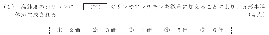 令和５年度 第１回 総合通信 第2問(1)の試験問題原本画像