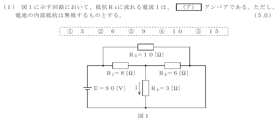 令和５年度 第２回 総合通信 第1問(1)の試験問題原本画像