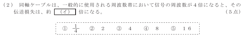 令和５年度 第２回 総合通信 第4問(2)の試験問題原本画像