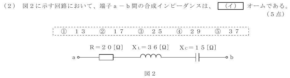 令和６年度 第１回 総合通信 第1問(2)の試験問題原本画像