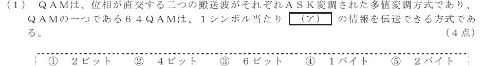 令和６年度 第２回 総合通信 第5問(1)の試験問題原本画像