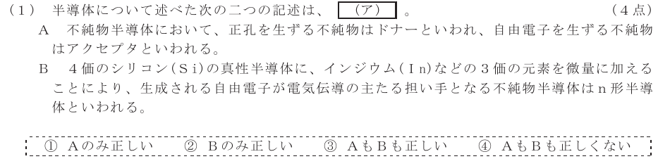 令和７年度 第１回 総合通信 第2問(1)の試験問題原本画像