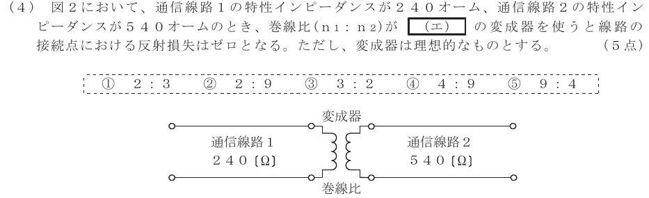 令和７年度 第２回 総合通信 第４問(４)の試験問題原本画像