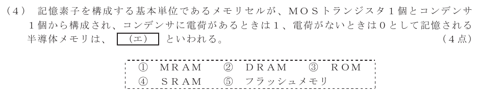 令和８年度 第１回 総合通信 第２問(４)の試験問題原本画像